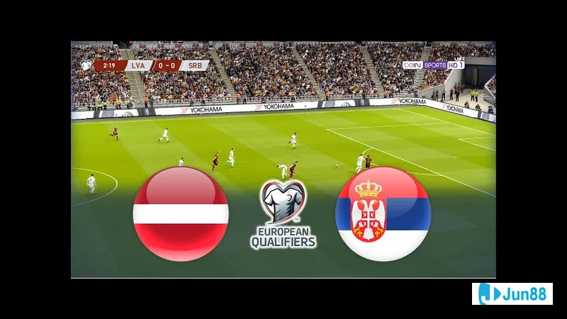 Cầu thủ Latvia trong trận đấu với Serbia thể hiện phong độ