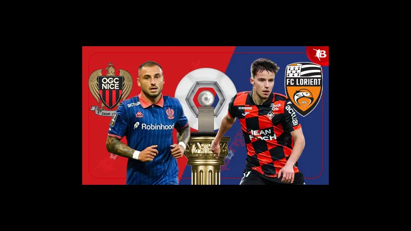 Cầu thủ Nice nỗ lực chạy bóng trước Lorient